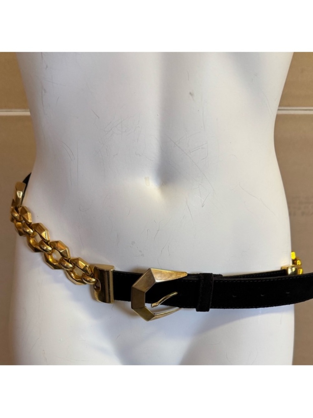 The Limited Black Leather Chunky Chain Women's Belt Made In Italy